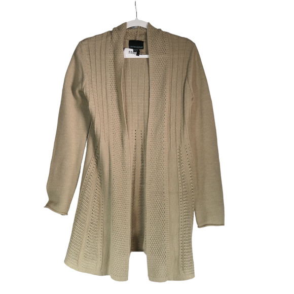 Cynthia Rowley Cardigan Sweater Womens M Brown Wool Blend Pretty Knit Long Boho - Picture 1 of 7